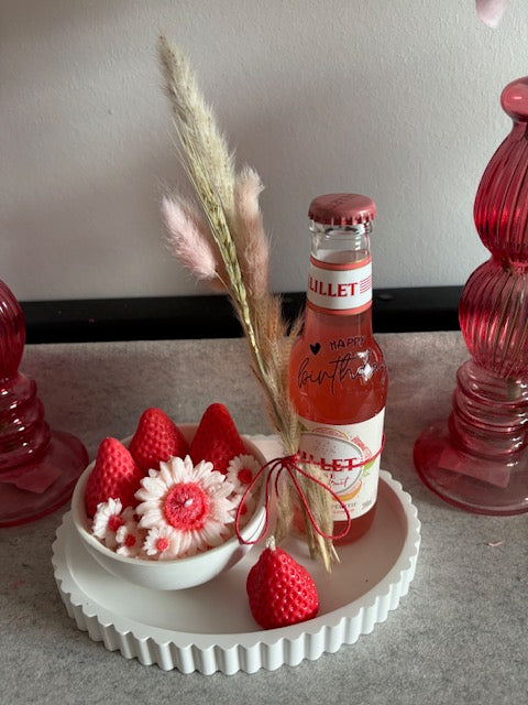 Erdbeer- Kerzen Geschenkset